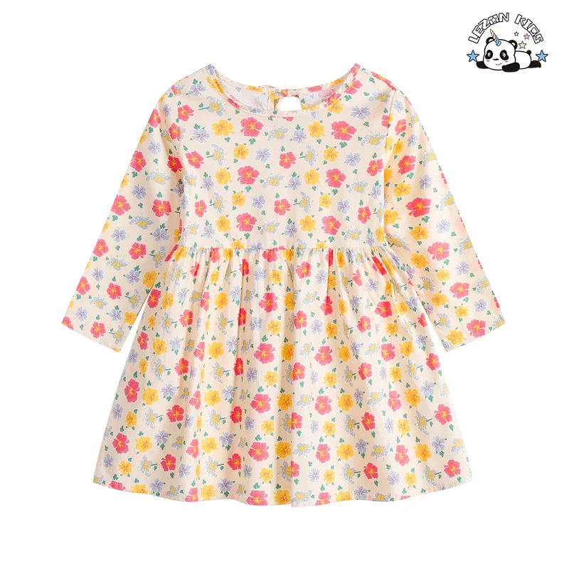 LEZONKIDS - Custom Private Label Western style Long Sleeve Cotton Various Prints Daily Life Girls Dress